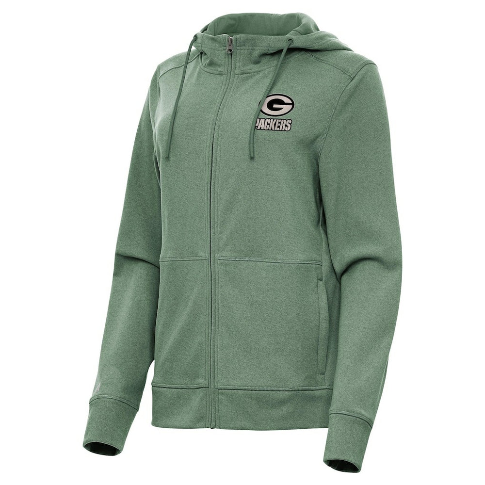 Green Bay Packers Antigua Women's Seeker Full-Zip Hoodie Jacket Hunter Green