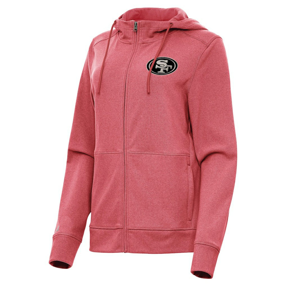 San Francisco 49ers Antigua Women's Seeker Full-Zip Hoodie Jacket Heather Red