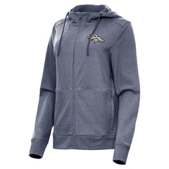 Denver Broncos Antigua Women's Seeker Full-Zip Hoodie Jacket Heather Navy
