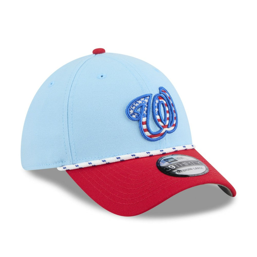 Washington Nationals New Era 2025 Fourth of July 39THIRTY Flex Hat - Light Blue/Red - New Era Discount