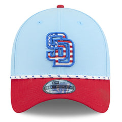 San Diego Padres New Era 2025 Fourth of July 39THIRTY Flex Hat - Light Blue/Red - New Era Sale