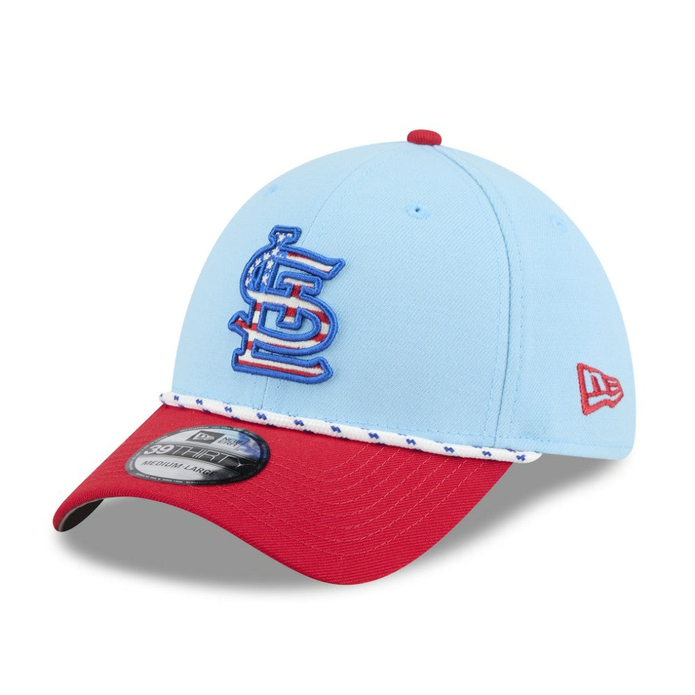 St. Louis Cardinals New Era 2025 Fourth of July 39THIRTY Flex Hat - Light Blue/Red - New Era Lifestyle