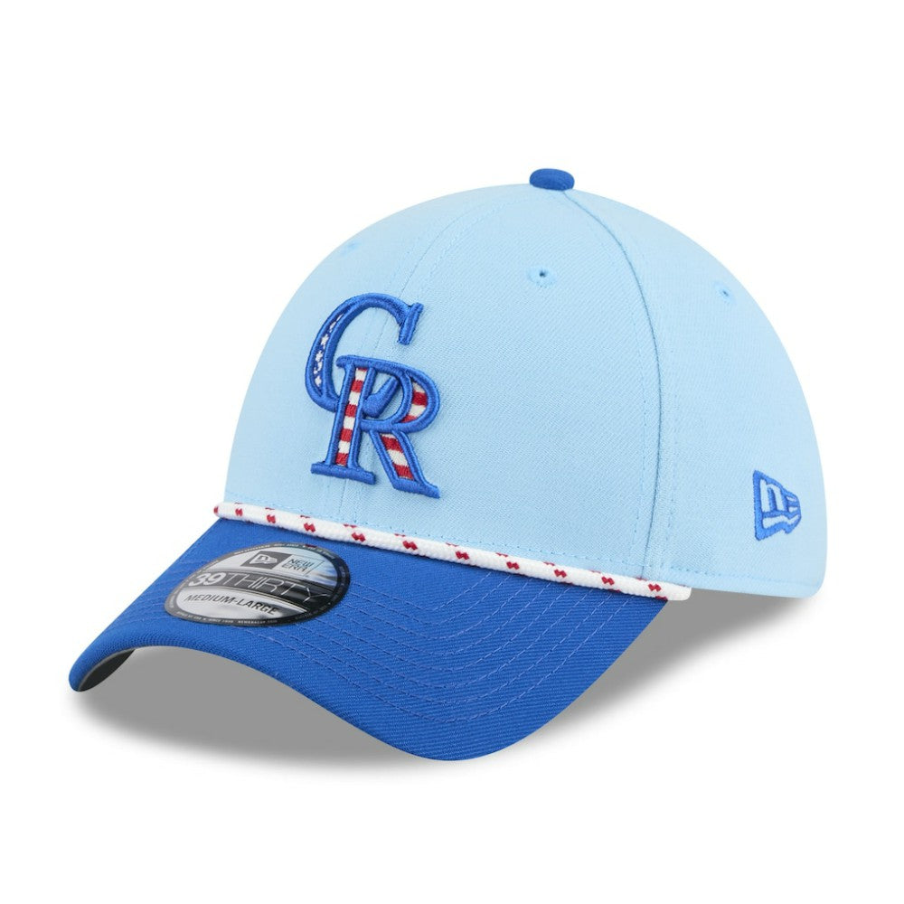 Colorado Rockies New Era 2025 Fourth of July 39THIRTY Flex Hat - Light Blue/Blue - New Era Discount