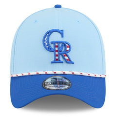 Colorado Rockies New Era 2025 Fourth of July 39THIRTY Flex Hat - Light Blue/Blue - New Era Discount