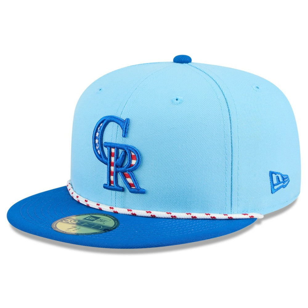 Colorado Rockies New Era 2025 Fourth of July 59FIFTY Fitted Hat - Light Blue/Blue - New Era on Sale