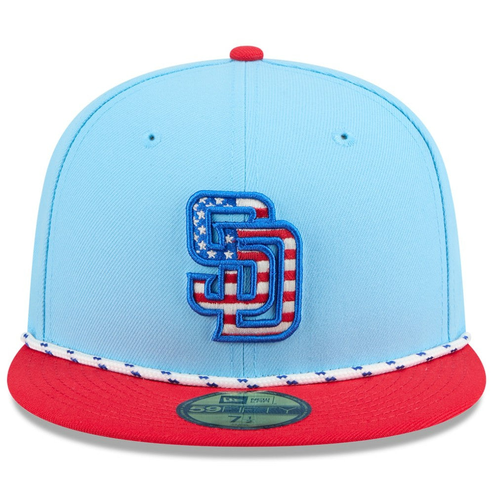 San Diego Padres New Era 2025 Fourth of July 59FIFTY Fitted Hat - Light Blue/Red - New Era on Sale