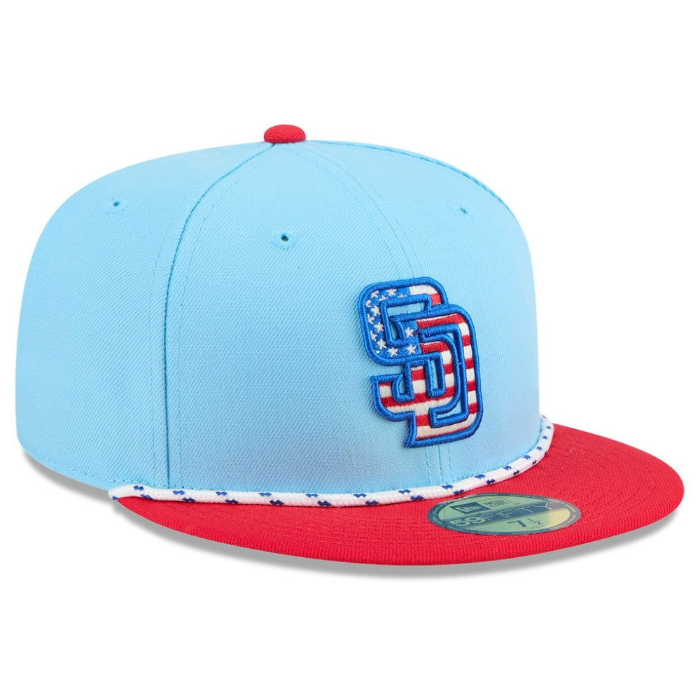 San Diego Padres New Era 2025 Fourth of July 59FIFTY Fitted Hat - Light Blue/Red - New Era on Sale