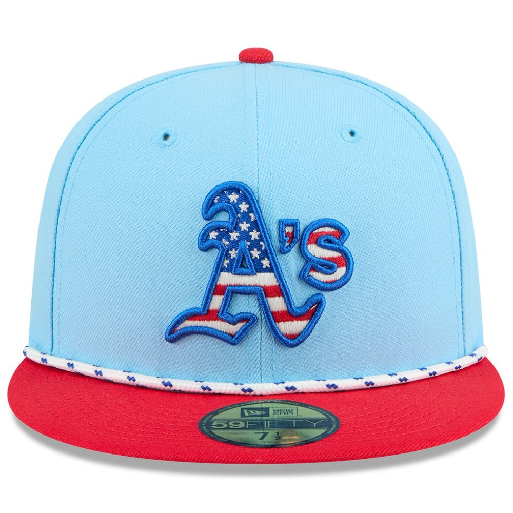 Athletics New Era 2025 Fourth of July 59FIFTY Fitted Hat - Light Blue/Red - New Era Sale