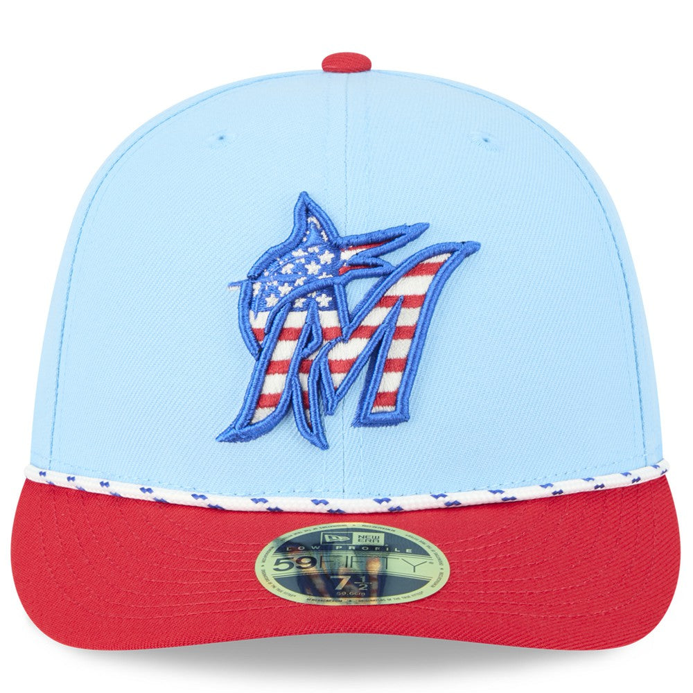 Miami Marlins New Era 2025 Fourth of July Low Profile 59FIFTY Fitted Hat - Light Blue/Red - New Era Lifestyle