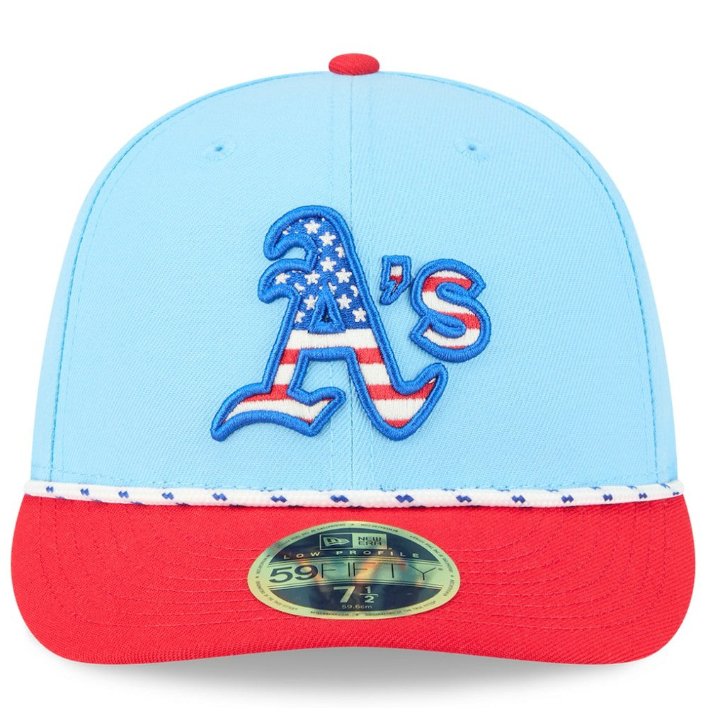 Athletics New Era 2025 Fourth of July Low Profile 59FIFTY Fitted Hat - Light Blue/Red - New Era on Sale