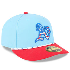 Athletics New Era 2025 Fourth of July Low Profile 59FIFTY Fitted Hat - Light Blue/Red - New Era on Sale