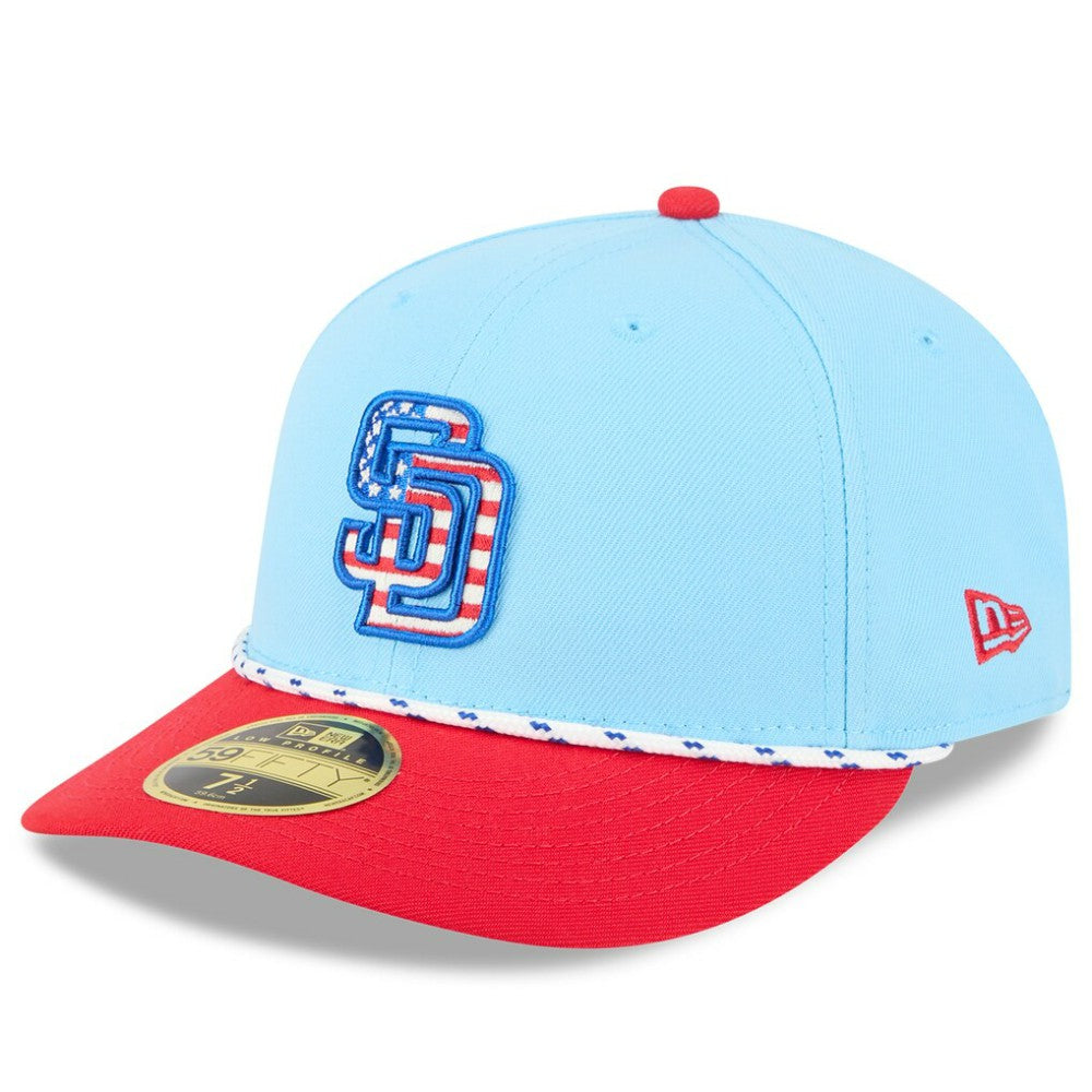 San Diego Padres New Era 2025 Fourth of July Low Profile 59FIFTY Fitted Hat - Light Blue/Red - New Era Online