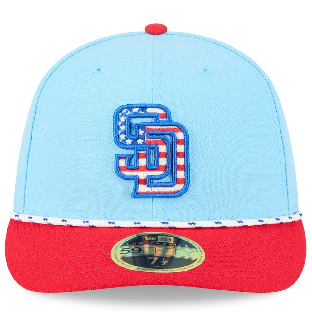 San Diego Padres New Era 2025 Fourth of July Low Profile 59FIFTY Fitted Hat - Light Blue/Red - New Era Online