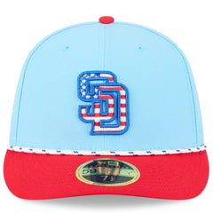 San Diego Padres New Era 2025 Fourth of July Low Profile 59FIFTY Fitted Hat - Light Blue/Red - New Era Online