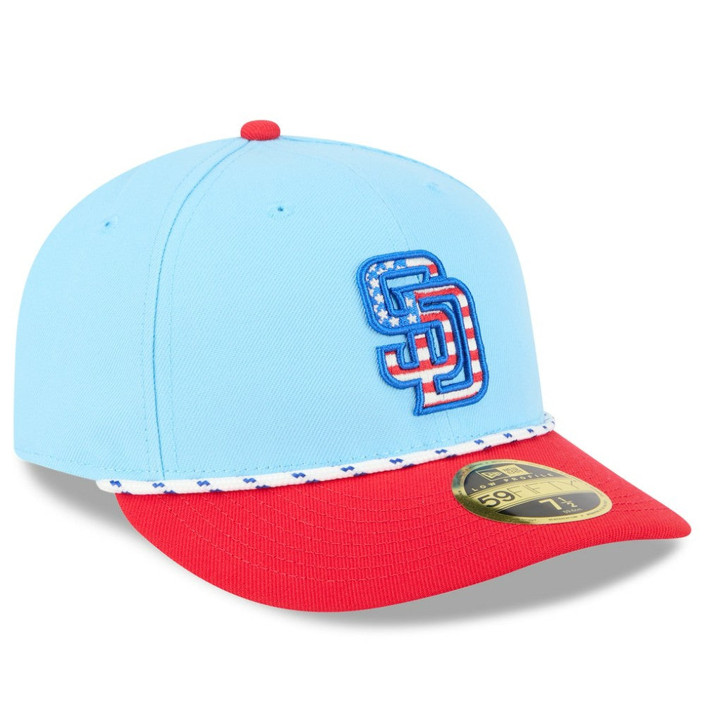San Diego Padres New Era 2025 Fourth of July Low Profile 59FIFTY Fitted Hat - Light Blue/Red - New Era Online