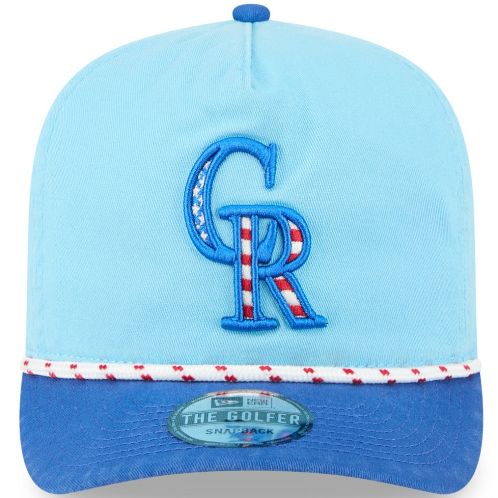 Colorado Rockies New Era 2025 Fourth of July Golfer Snapback Hat - Light Blue/Blue - New Era Online