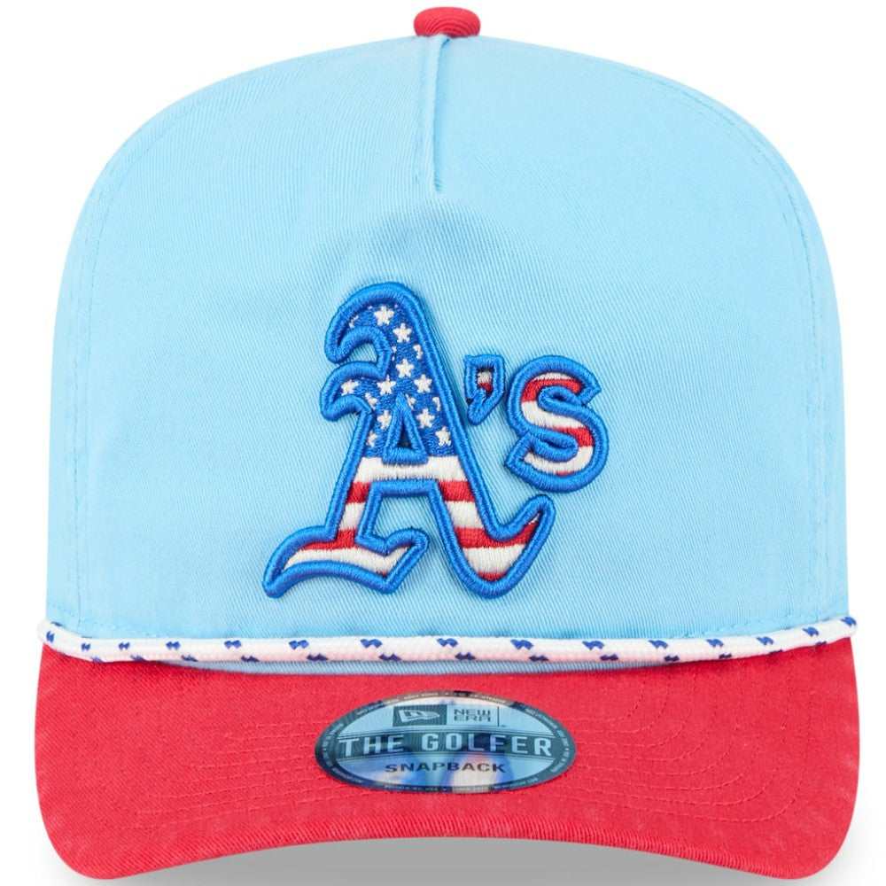 Athletics New Era 2025 Fourth of July Golfer Snapback Hat - Light Blue/Red - New Era Lifestyle