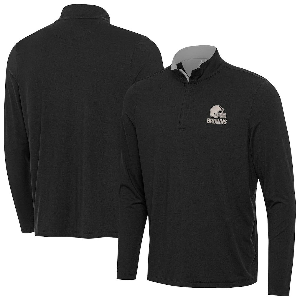 Cleveland Browns Antigua Content Quarter-Zip Pullover Top Black
