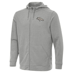 Denver Broncos Antigua Effortless Full-Zip Hoodie Jacket Heather Gray