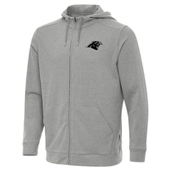Carolina Panthers Antigua Effortless Full-Zip Hoodie Jacket Heather Gray