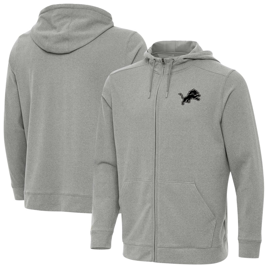 Detroit Lions Antigua Effortless Full-Zip Hoodie Jacket Heather Gray