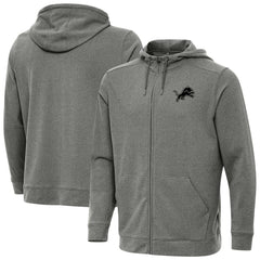 Detroit Lions Antigua Effortless Full-Zip Hoodie Jacket Heather Black