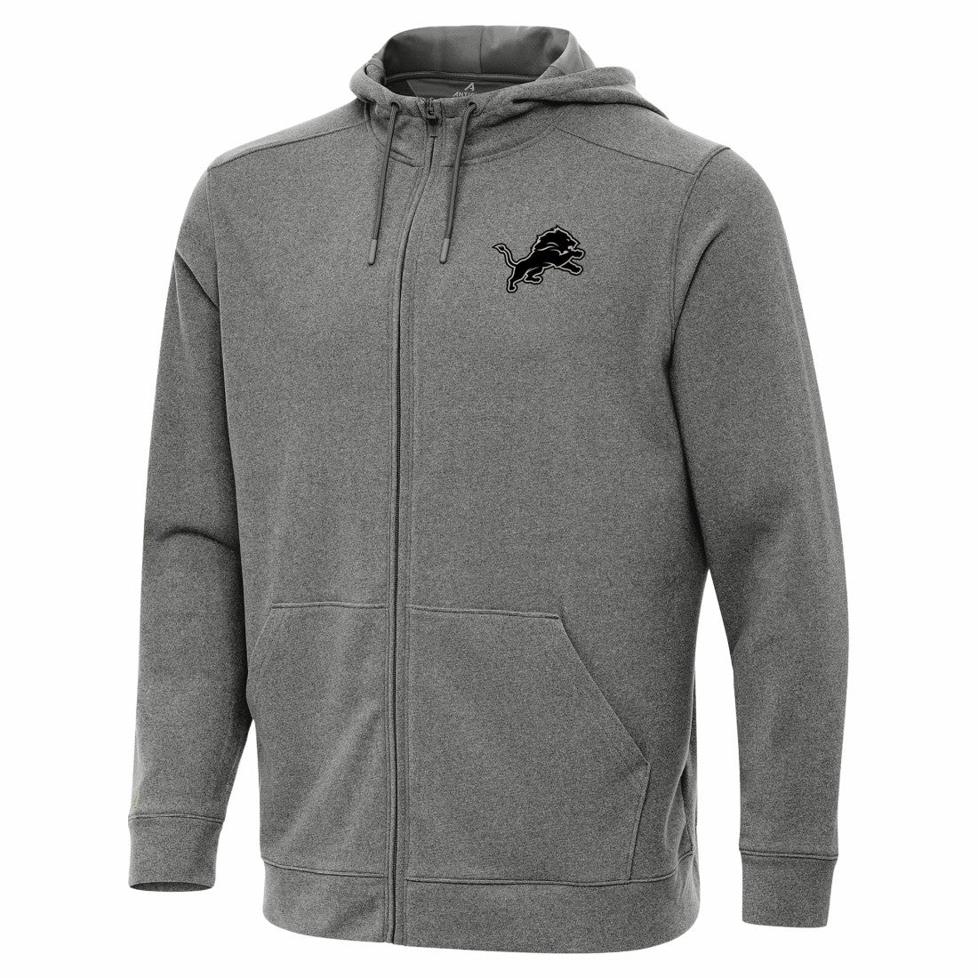 Detroit Lions Antigua Effortless Full-Zip Hoodie Jacket Heather Black