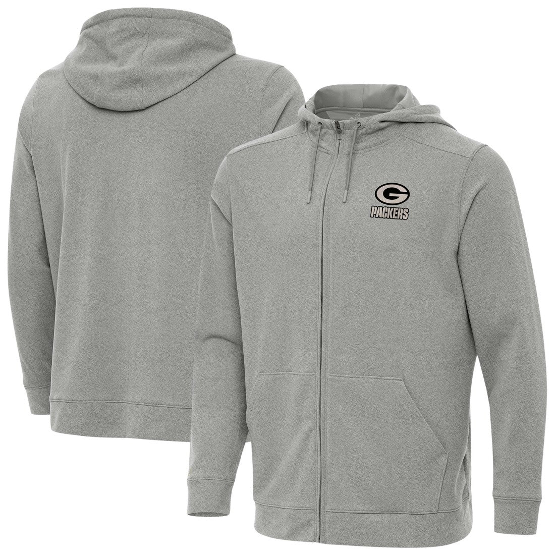 Green Bay Packers Antigua Effortless Full-Zip Hoodie Jacket Heather Gray