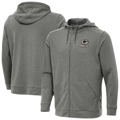 Green Bay Packers Antigua Effortless Full-Zip Hoodie Jacket Heather Black
