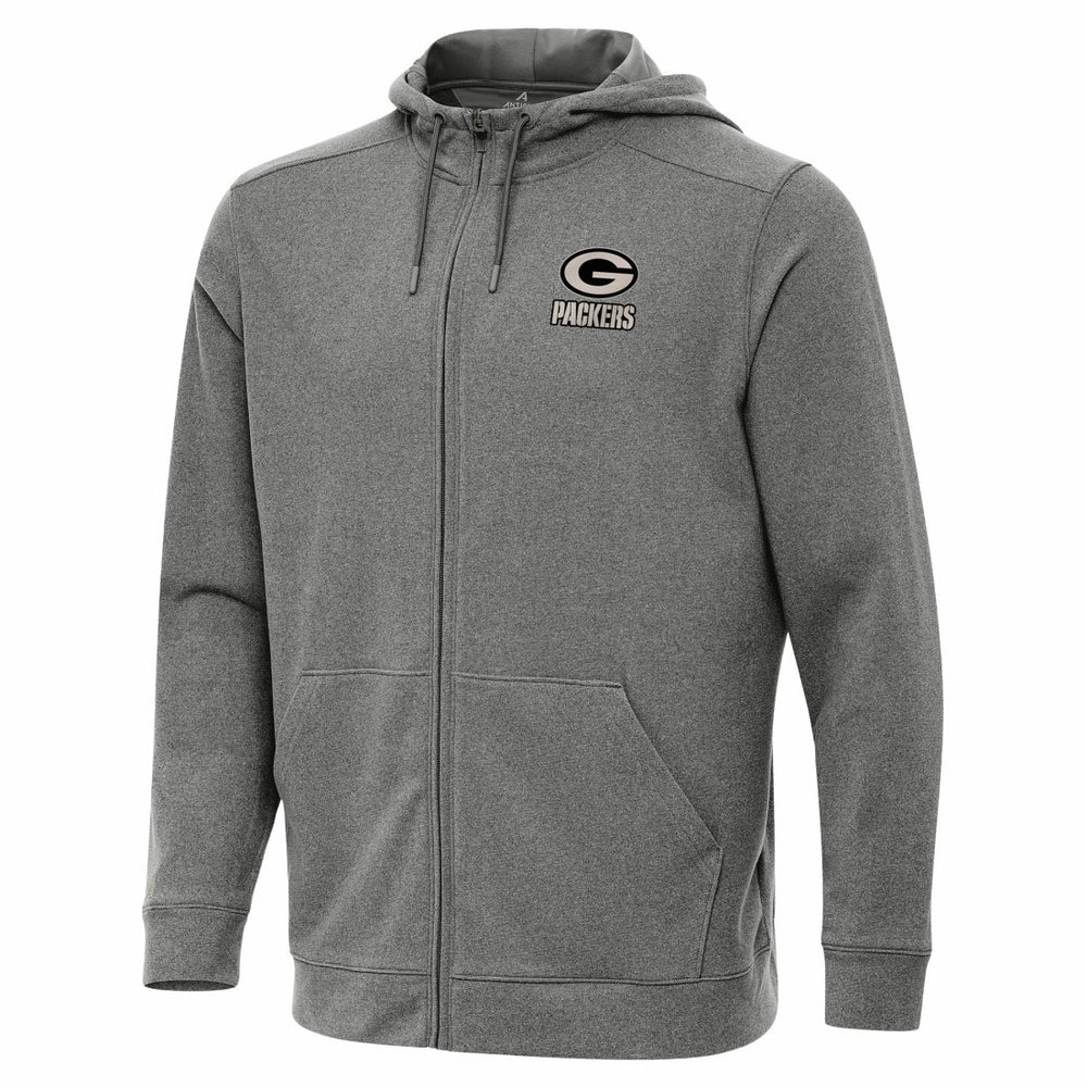 Green Bay Packers Antigua Effortless Full-Zip Hoodie Jacket Heather Black