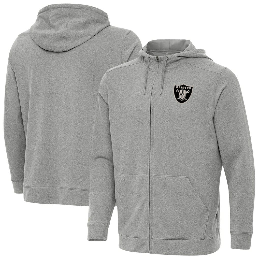 Las Vegas Raiders Antigua Effortless Full-Zip Hoodie Jacket Heather Gray