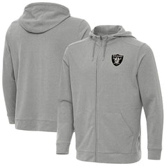Las Vegas Raiders Antigua Effortless Full-Zip Hoodie Jacket Heather Gray