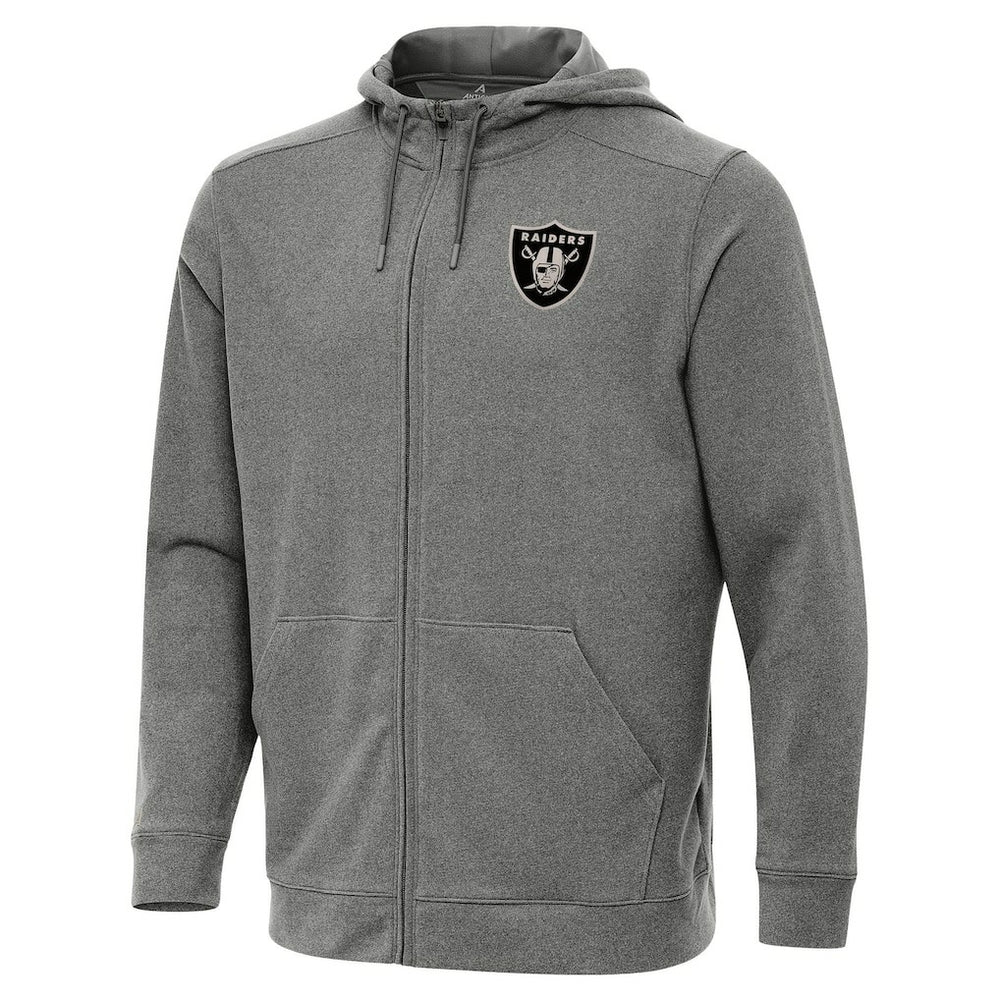 Las Vegas Raiders Antigua Effortless Full-Zip Hoodie Jacket Heather Black
