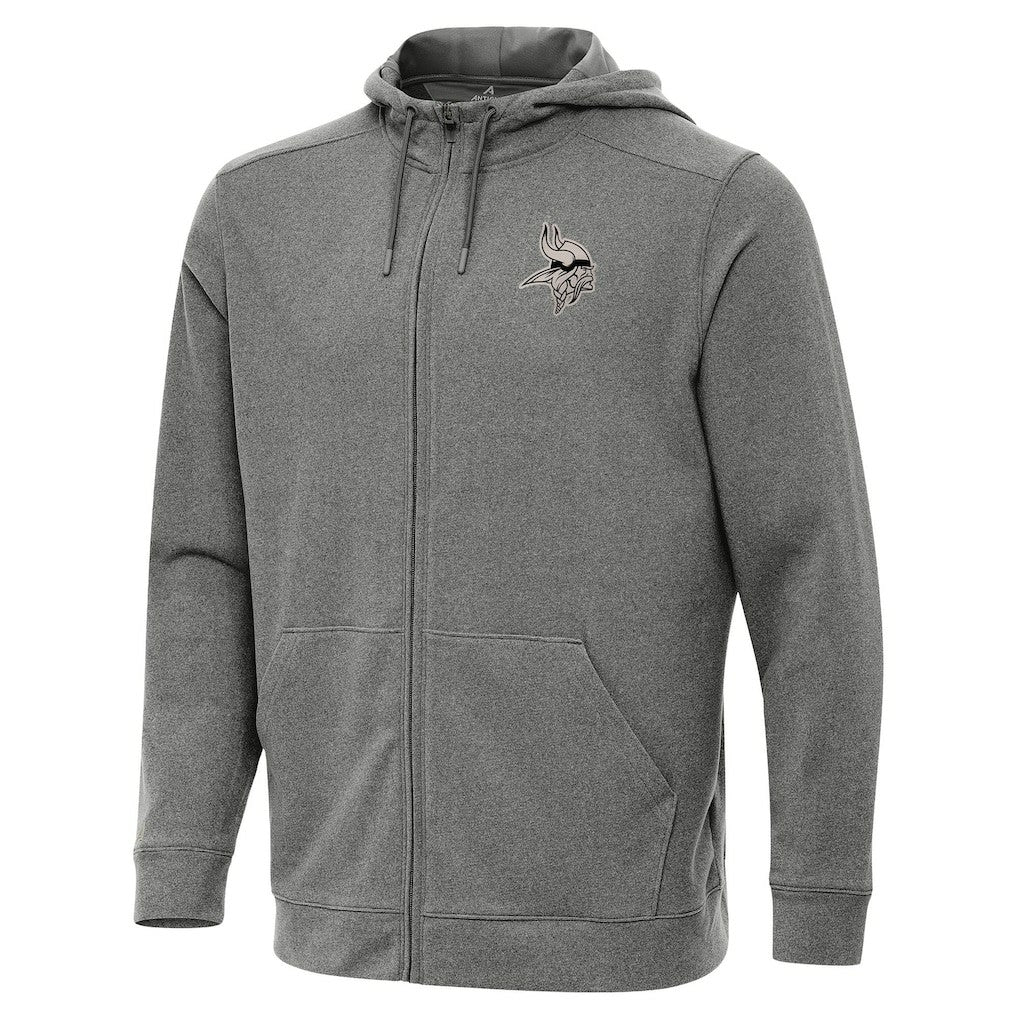 Minnesota Vikings Antigua Effortless Full-Zip Hoodie Jacket Heather Black