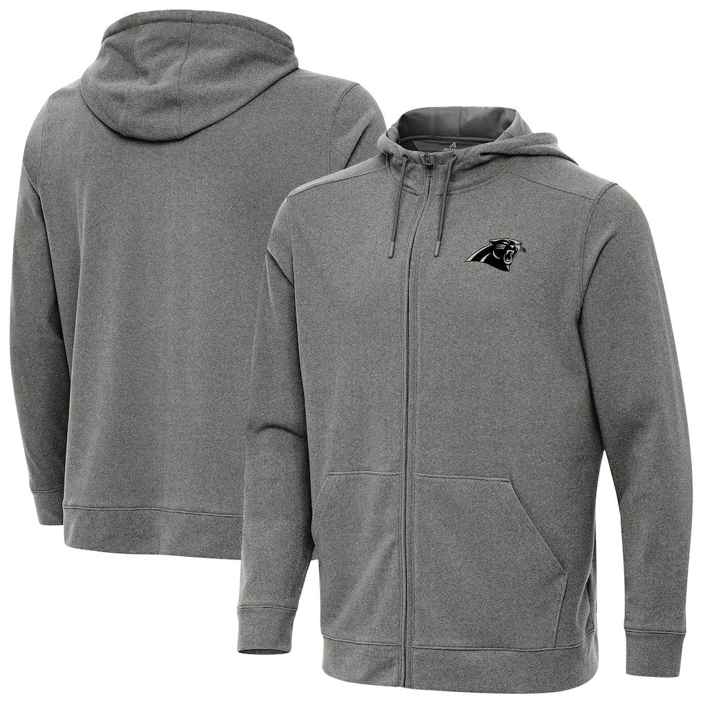 Carolina Panthers Antigua Effortless Full-Zip Hoodie Jacket Heather Black