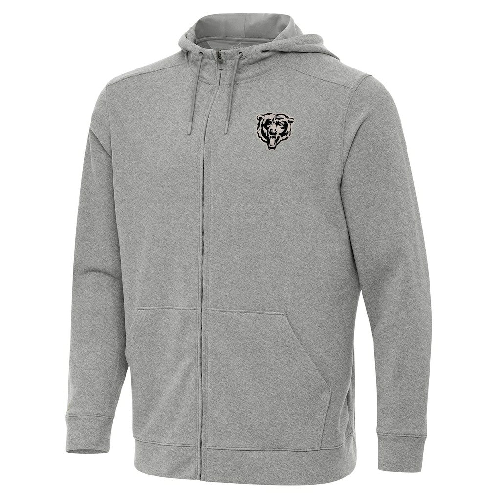 Chicago Bears Antigua Effortless Full-Zip Hoodie Jacket Heather Gray