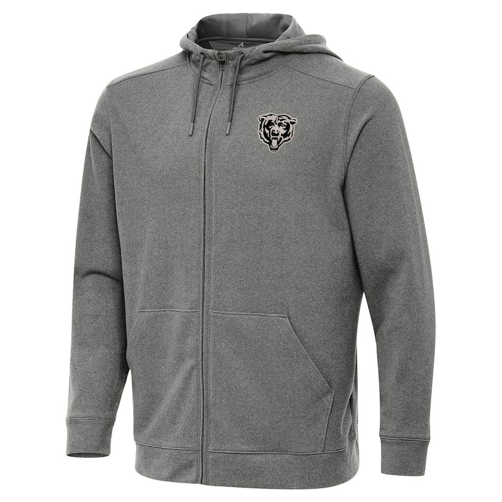 Chicago Bears Antigua Effortless Full-Zip Hoodie Jacket Heather Black