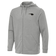 New England Patriots Antigua Effortless Full-Zip Hoodie Jacket Heather Gray