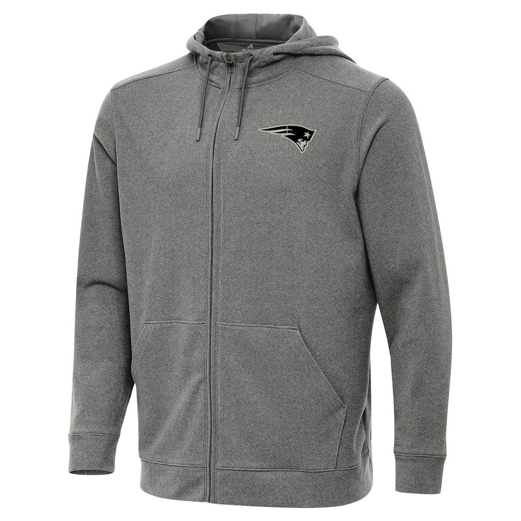 New England Patriots Antigua Effortless Full-Zip Hoodie Jacket Heather Black
