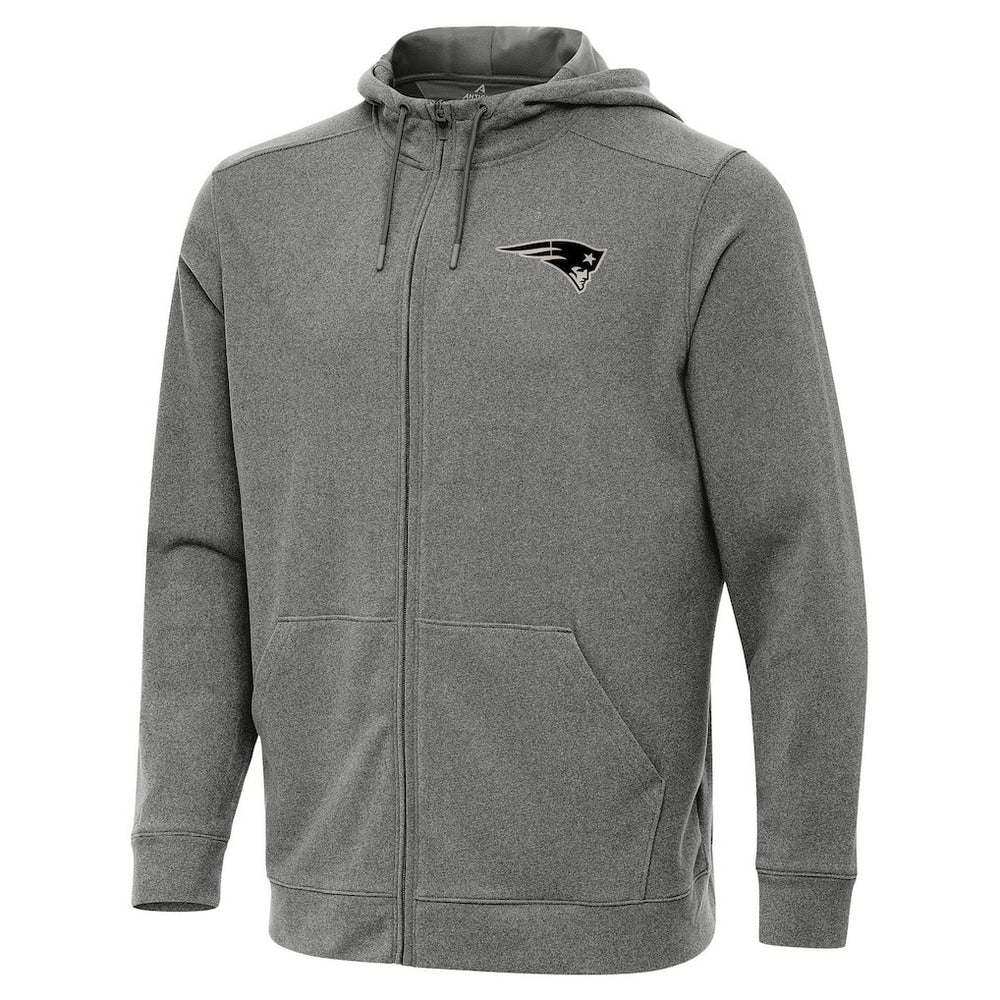 New England Patriots Antigua Effortless Full-Zip Hoodie Jacket Heather Black