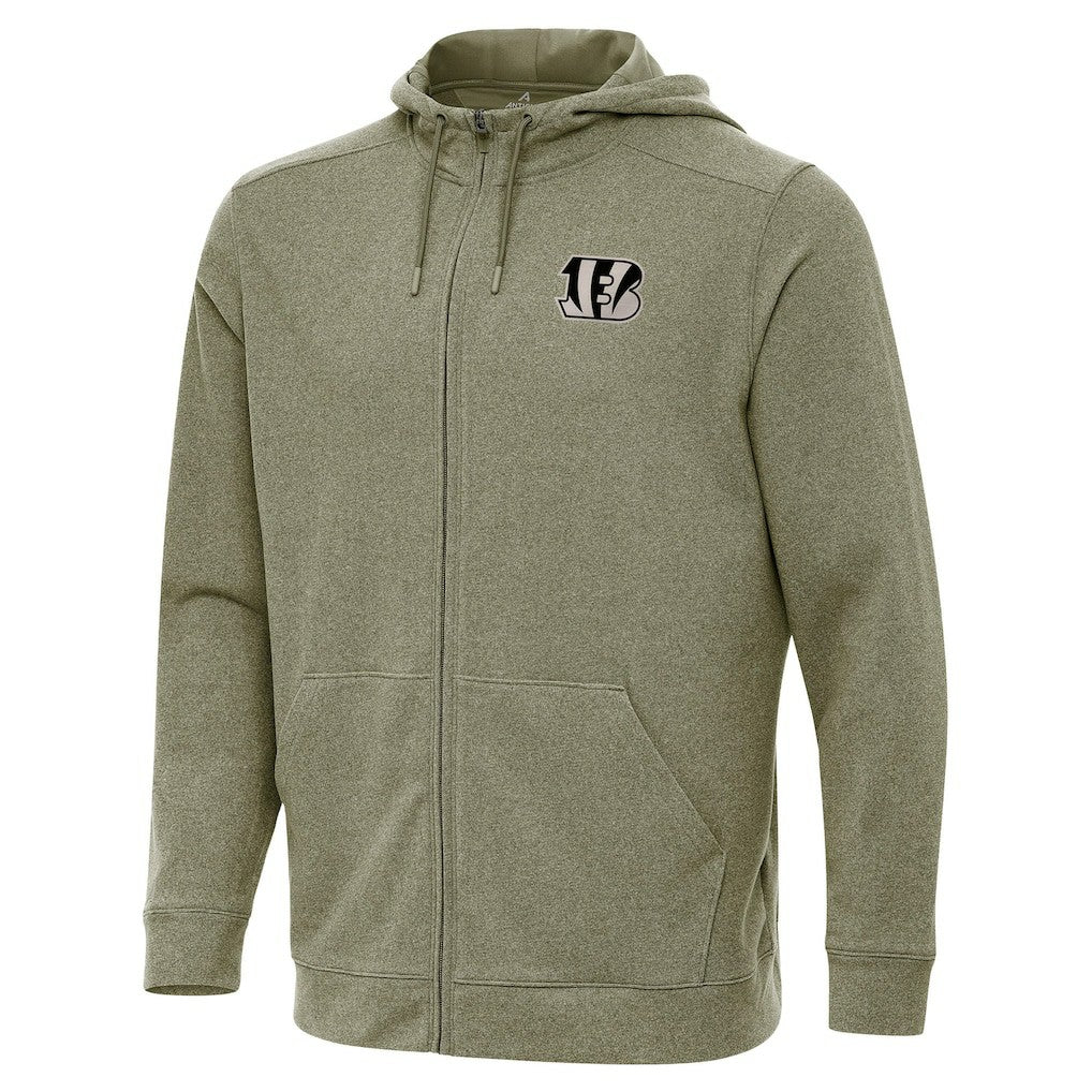 Cincinnati Bengals Antigua Effortless Full-Zip Hoodie Jacket Olive