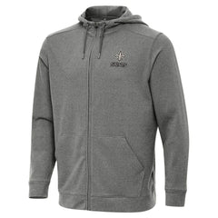 New Orleans Saints Antigua Effortless Full-Zip Hoodie Jacket Heather Black