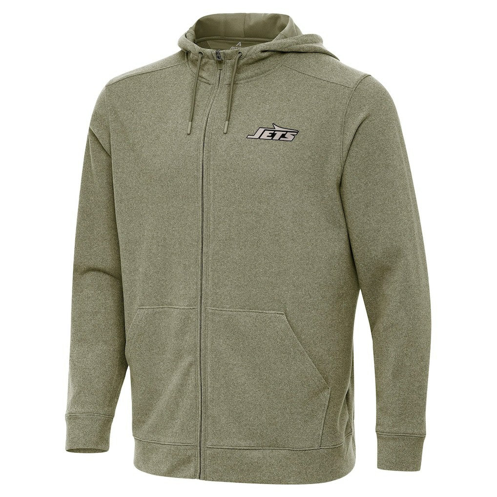 New York Jets Antigua Effortless Full-Zip Hoodie Jacket Olive