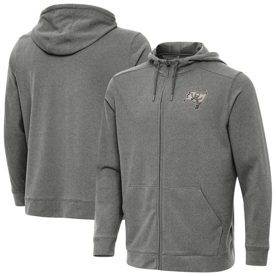 Tampa Bay Buccaneers Antigua Effortless Full-Zip Hoodie Jacket Heather Black