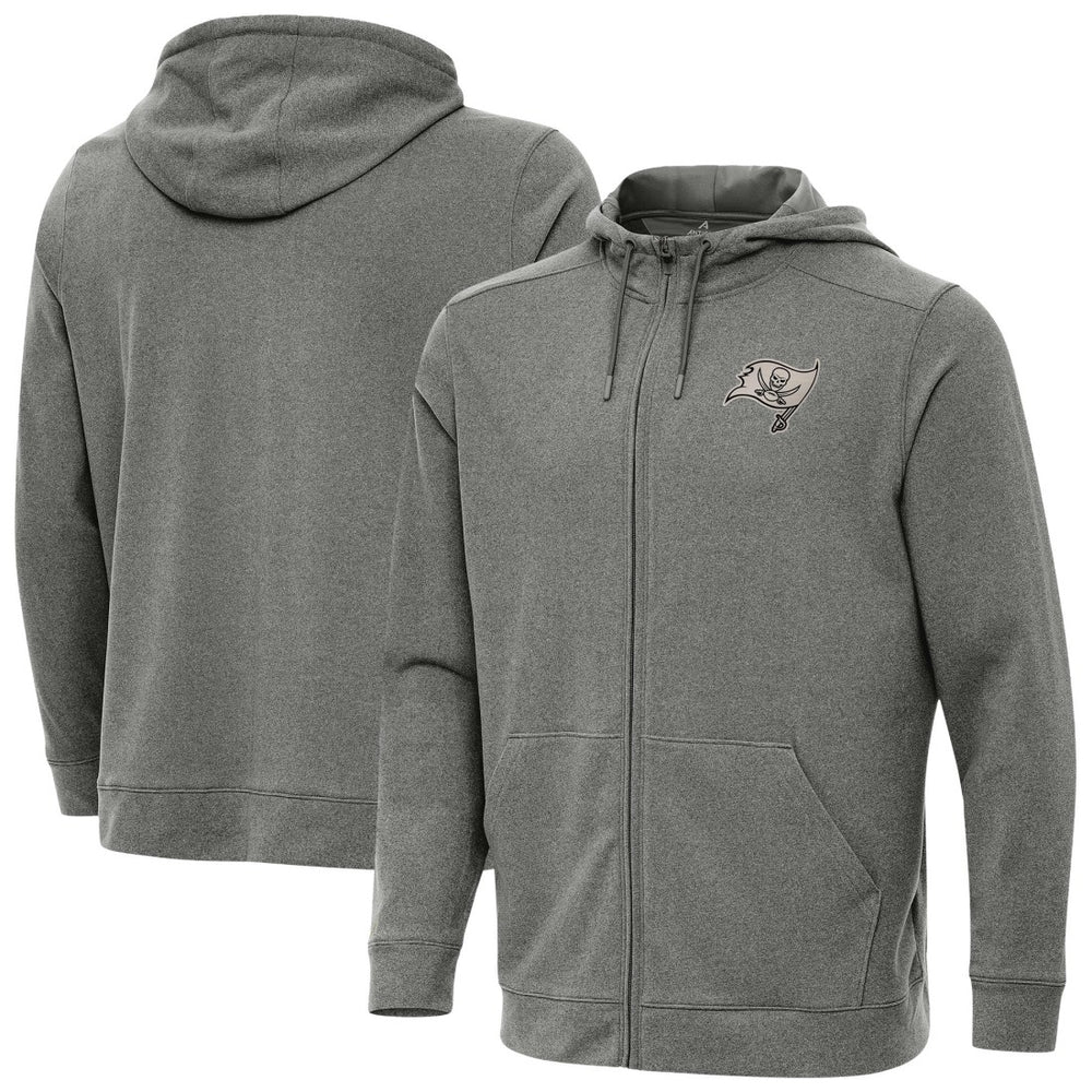 Tampa Bay Buccaneers Antigua Effortless Full-Zip Hoodie Jacket Heather Black