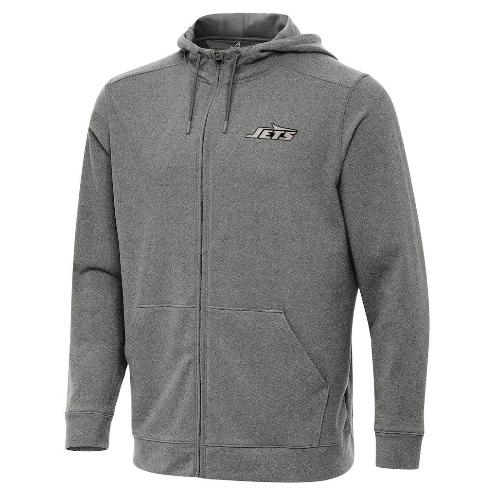 New York Jets Antigua Effortless Full-Zip Hoodie Jacket Heather Black