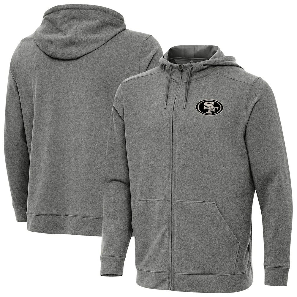 San Francisco 49ers Antigua Effortless Full-Zip Hoodie Jacket Heather Black