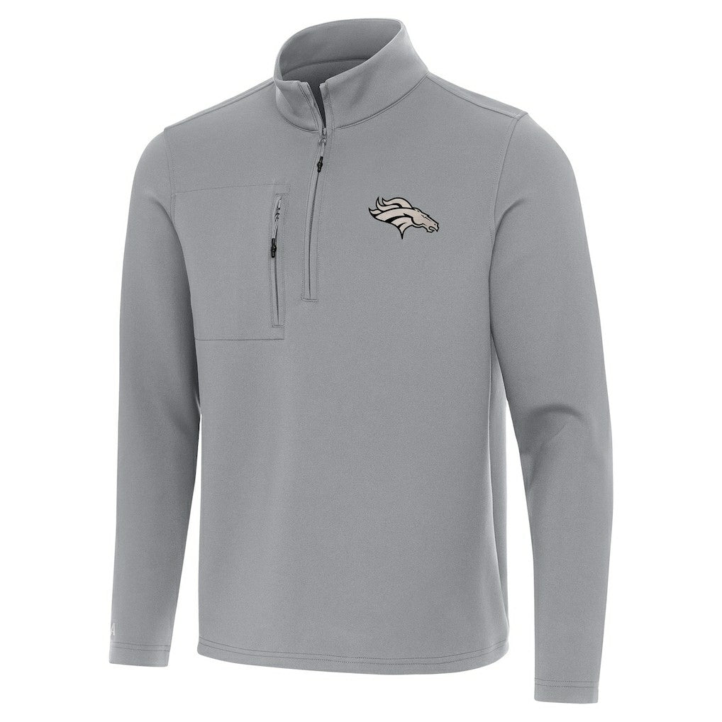 Denver Broncos Antigua Insider Quarter-Zip Jacket Gray