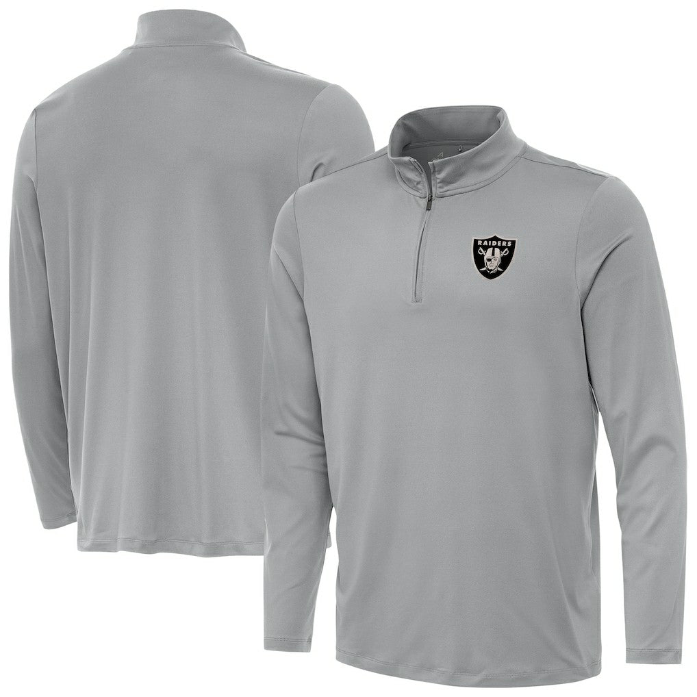 Las Vegas Raiders Antigua Reprocess Quarter-Zip Top Gray