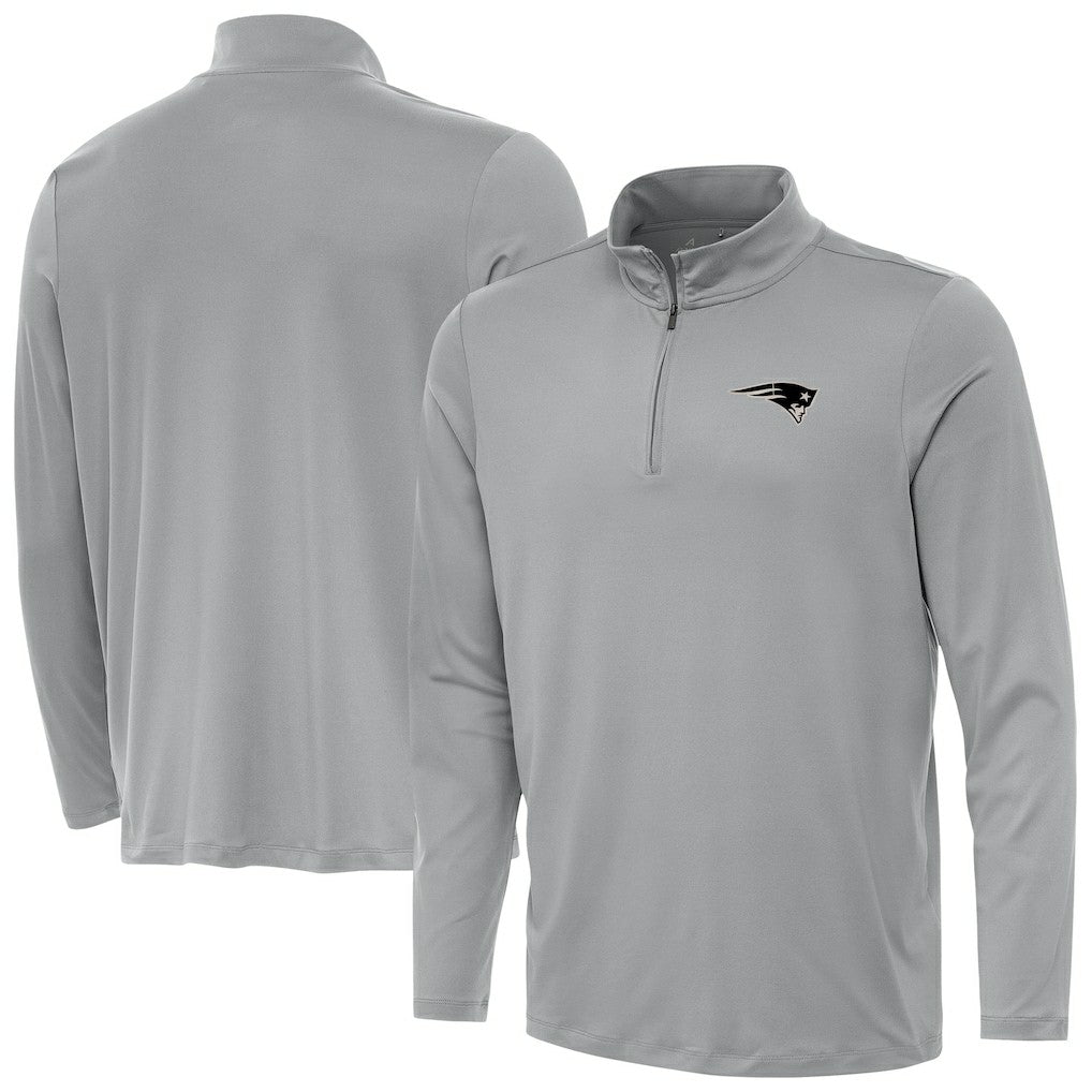 New England Patriots Antigua Reprocess Quarter-Zip Top Gray